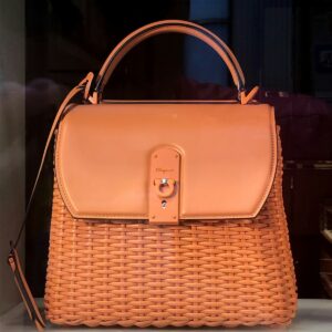 Bauletto in pelle e paglia